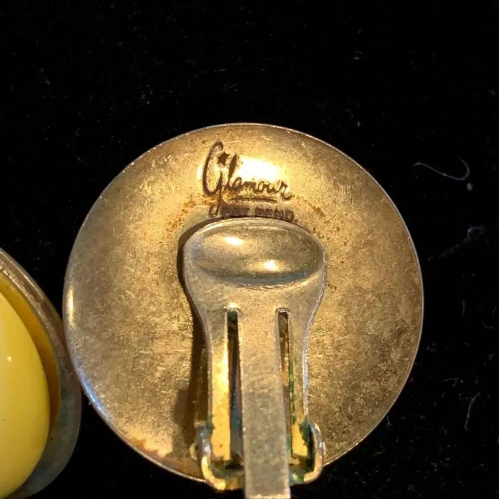 Vintage Glamour Brand Bakelite Clip On Snap Button Earrings Interchangeable